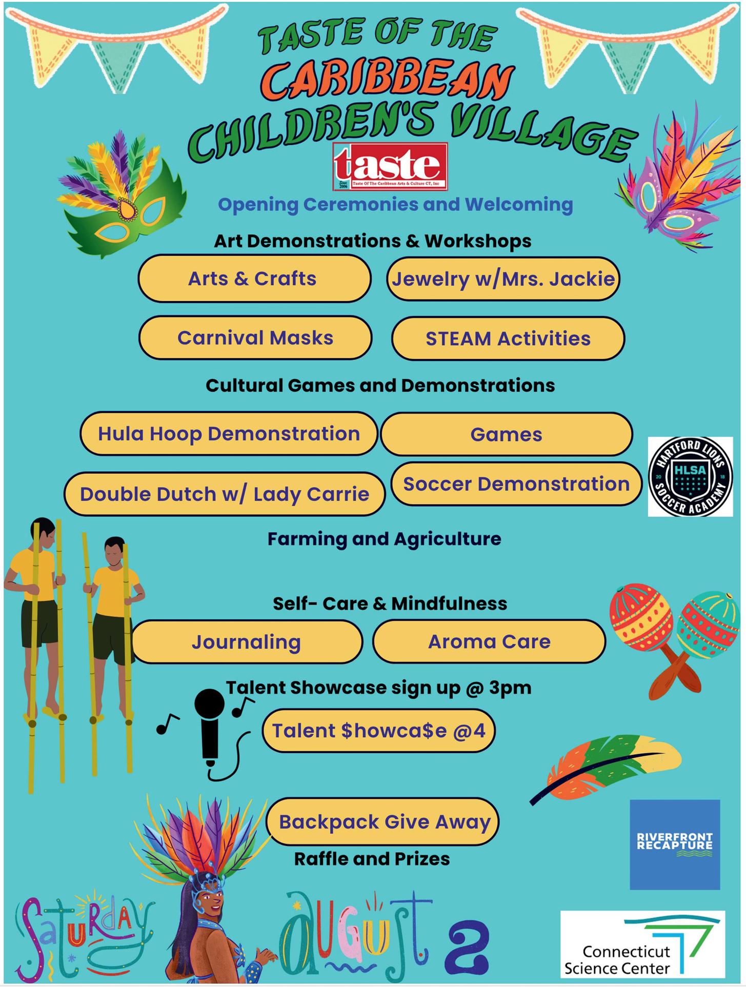2025 Science Center Plaza - Kids Corner - Children's Village - Schedule 2025 - Upper Level Schedule - Riverfront - Taste of the Caribbean