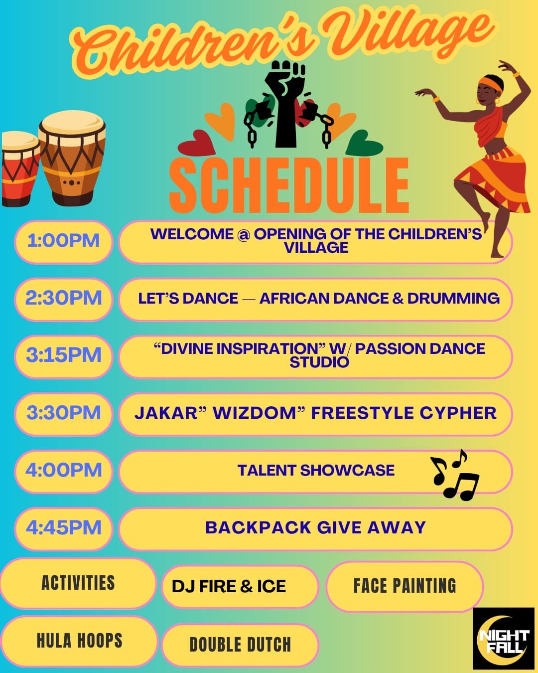 2025 Science Center Plaza - Kids Corner - Children's Village - Schedule 2025 - Upper Level Schedule - Riverfront - Taste of the Caribbean