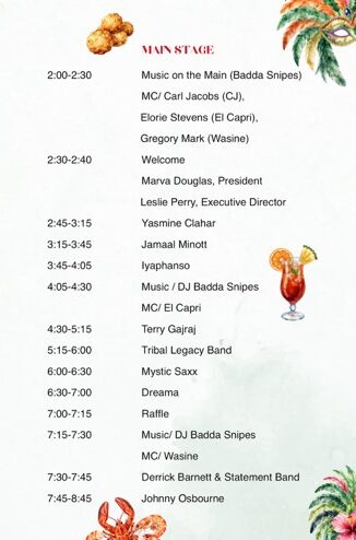 Main Stage - Schedule 2026 - Taste of the Caribbean