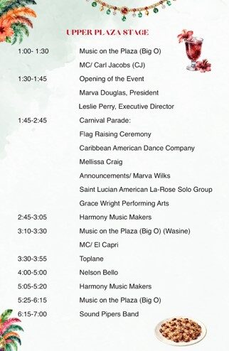 Upper Plaza Statge Schedule 2026 - Taste of the Caribbean